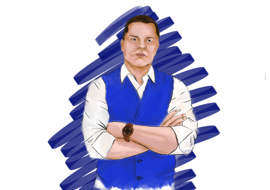 Illustrated portrait of David Rojas